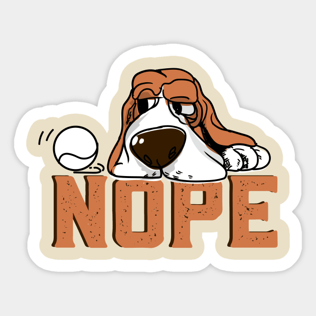 nope lazy basset hound Sticker by Deduder.store